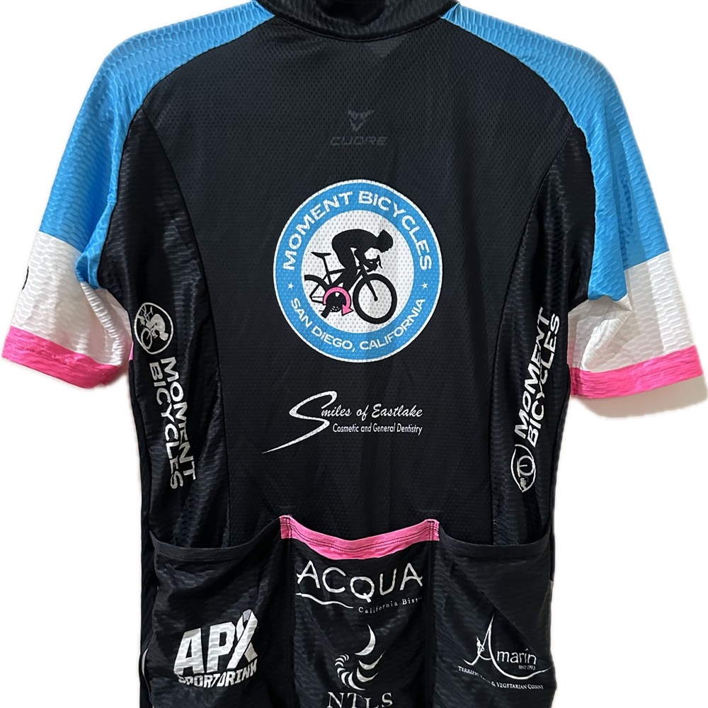Women's Cycling Jersey - Blue, Pink, Black - Picture 3 of 8